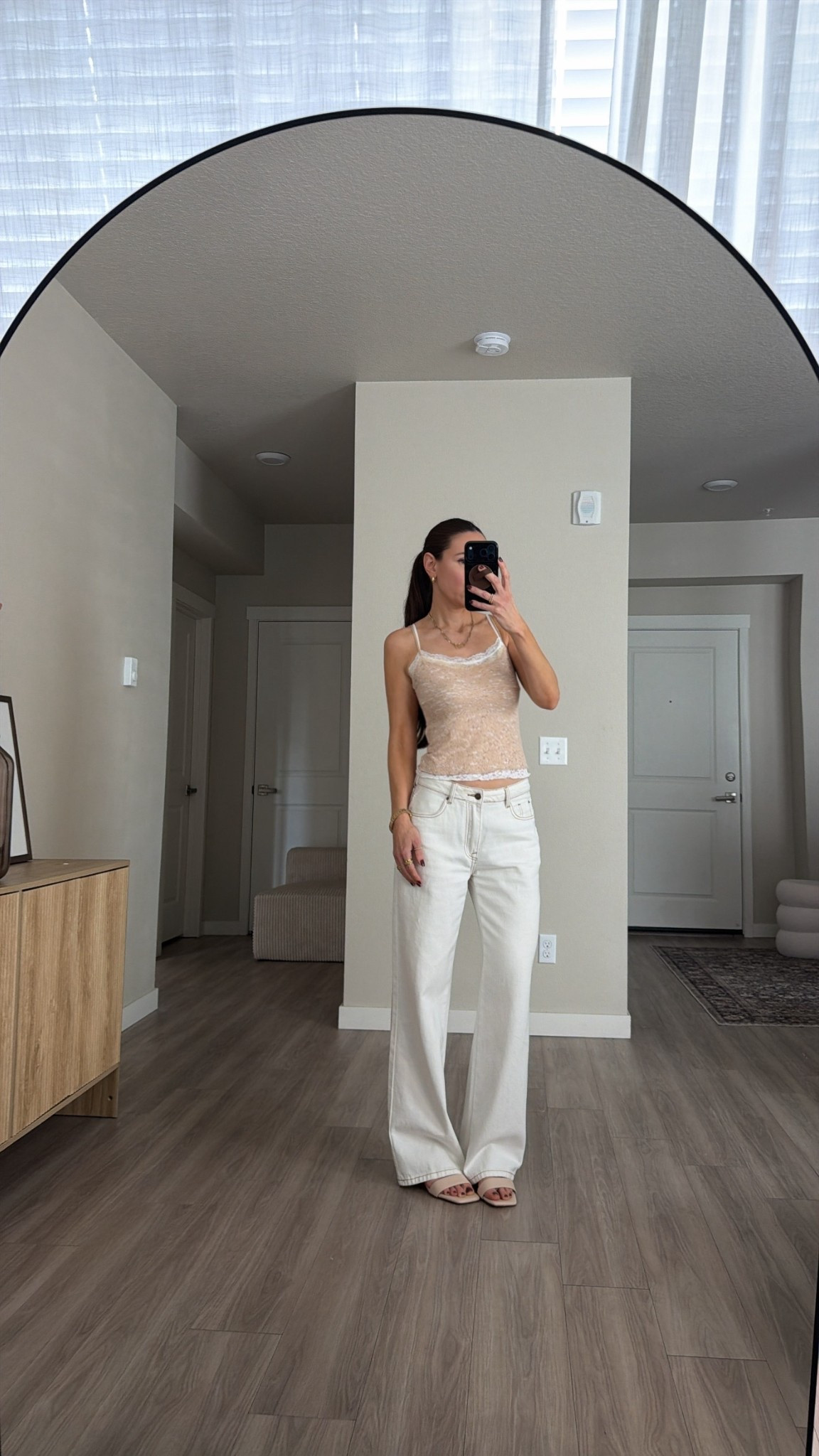 Nude color lace cami top 