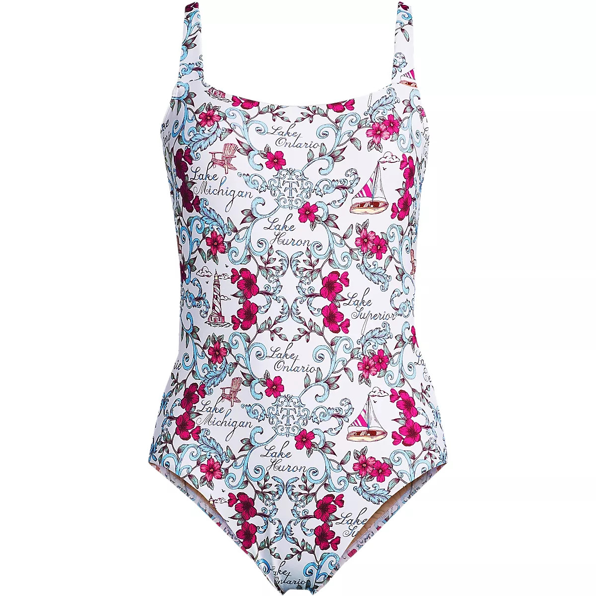 Women's LE x T and T The Tiffany Square Neck One Piece | Lands' End (US)