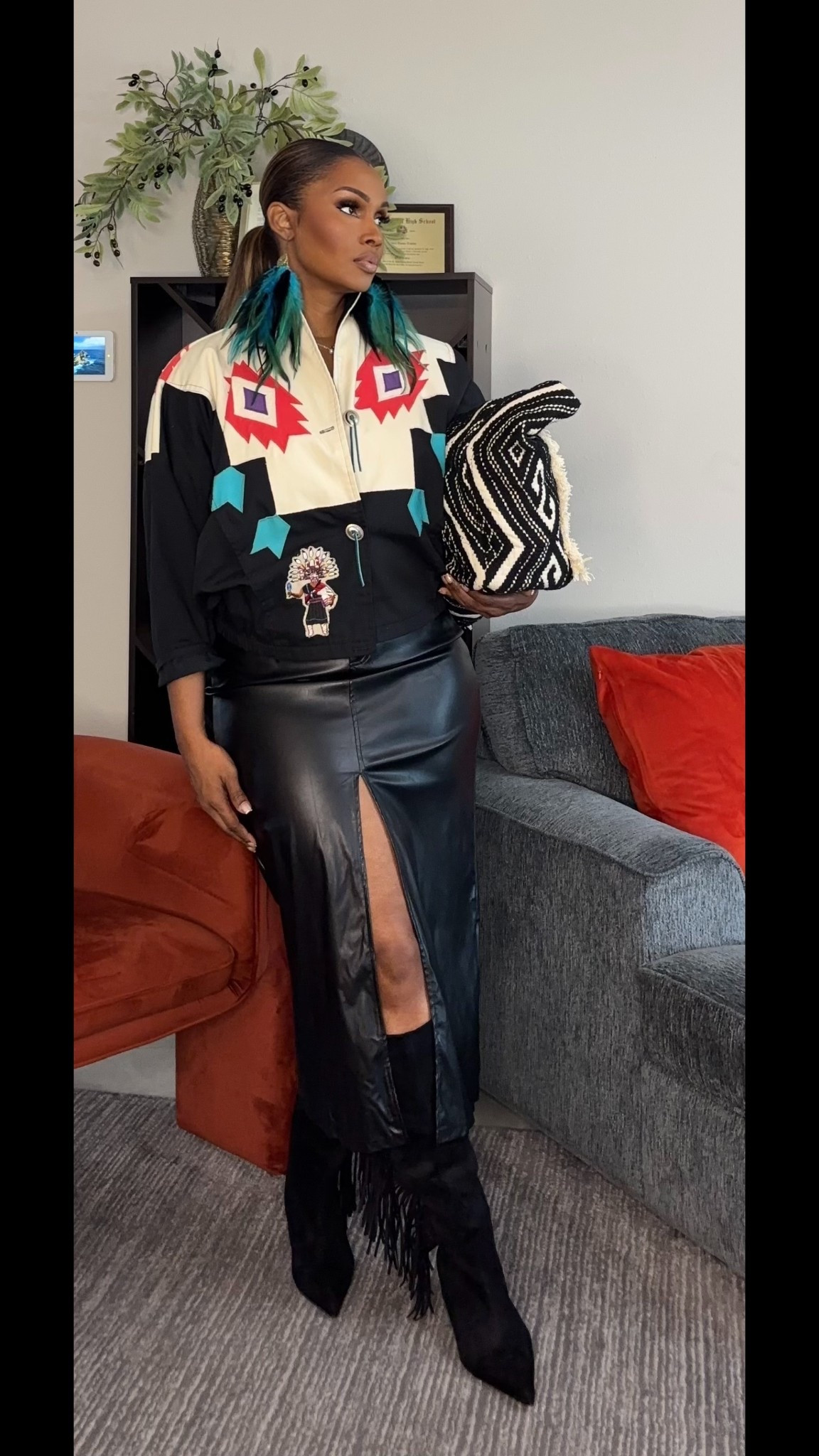 Vintage Aztec jacket and Faux leather skirt. Check out YouTube for deets on the rest of the outfit 

#LTKMidsize #LTKTall #LTKOver40