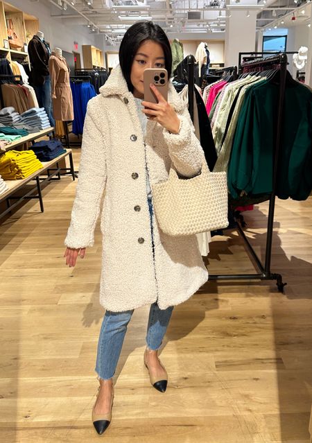 On sale plus use code 25HOURS for extra 10% off! 
finally trying the 2022 jcrew sherpa coat and really like it! Cozy teddy jacket with a Slimmer fit and a 00 regular works well on me. If I took a petite in the jcrew I would go one size up. 

Linked two other highly rated cozy coats that come in petite sizing. I take TtS (xxs petite) in the Ann Taylor and Abercrombie versions.

Madewell jeans 24 petite (waist runs big - could’ve sized down. Hems cut). 

Edited pieces shoes (not yet avail)

#LTKSeasonal #LTKHoliday #LTKsalealert