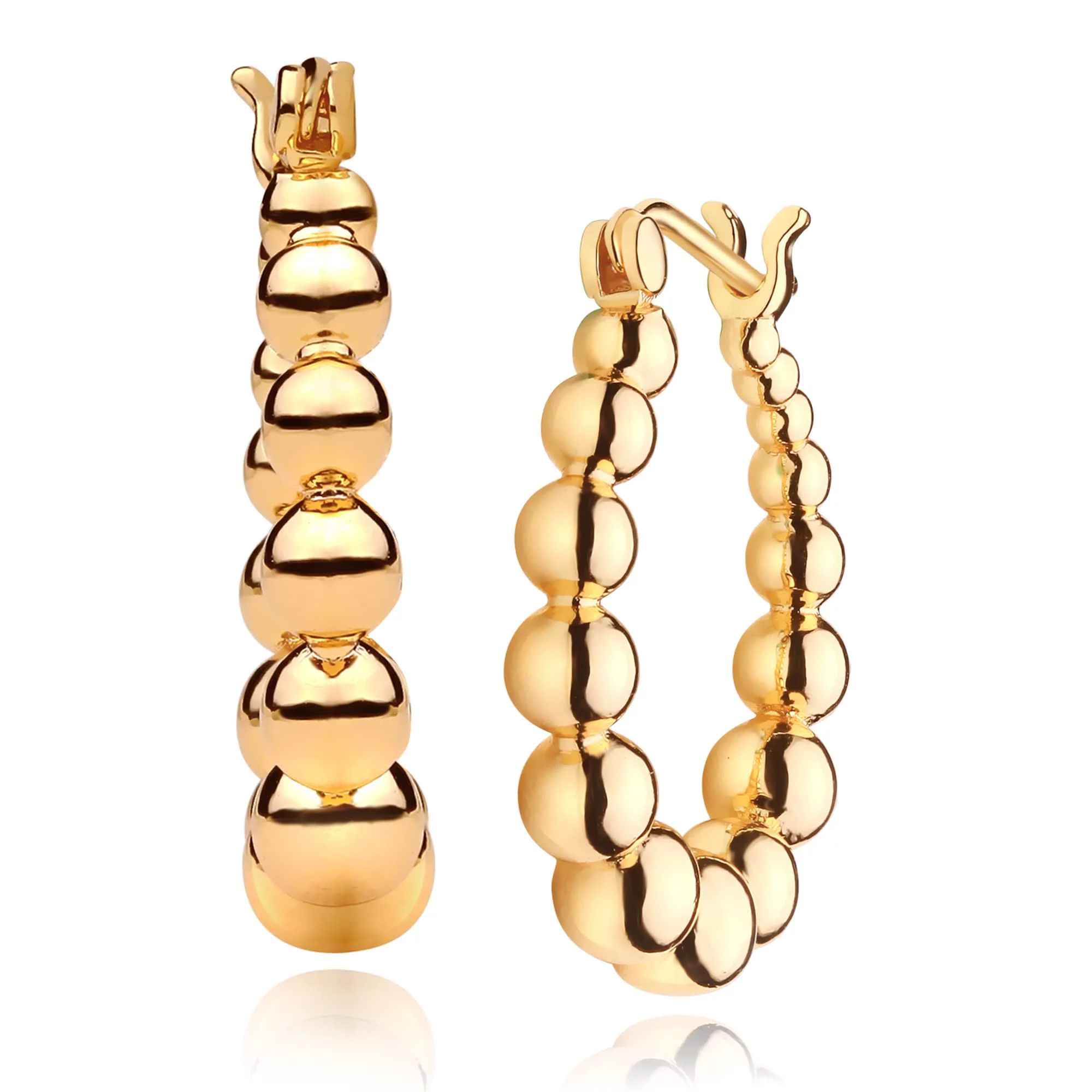 Mevecco 18K Gold Plated Dainty Ball Huggie Hoop Earrings for Women Jewelry Gift | Walmart (US)
