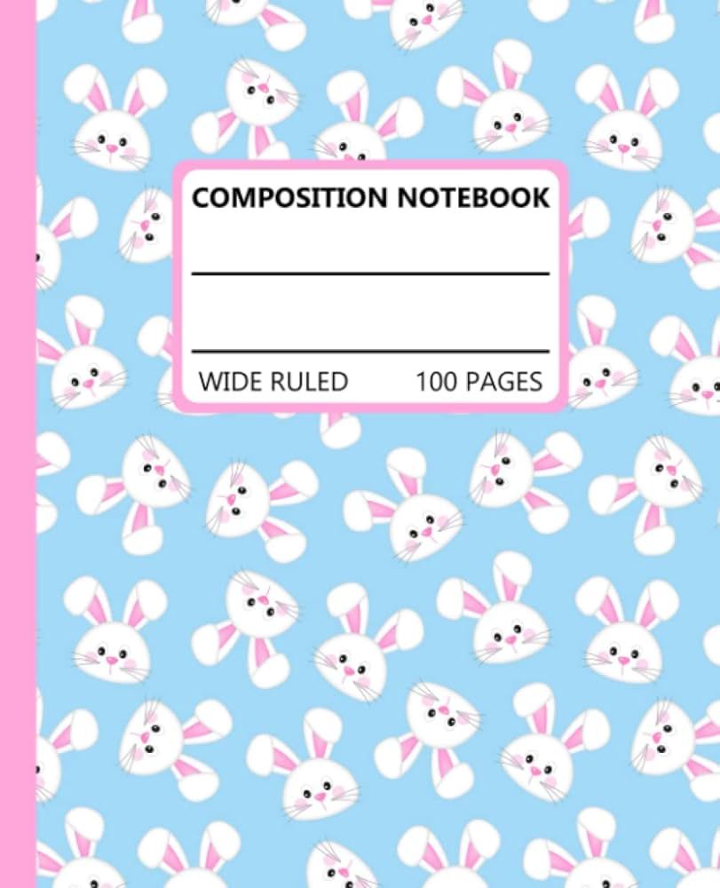 Easter Bunny Composition Notebook Wide Ruled: Cute Easter Bunny Ears Composition Book for Kids | ... | Amazon (US)