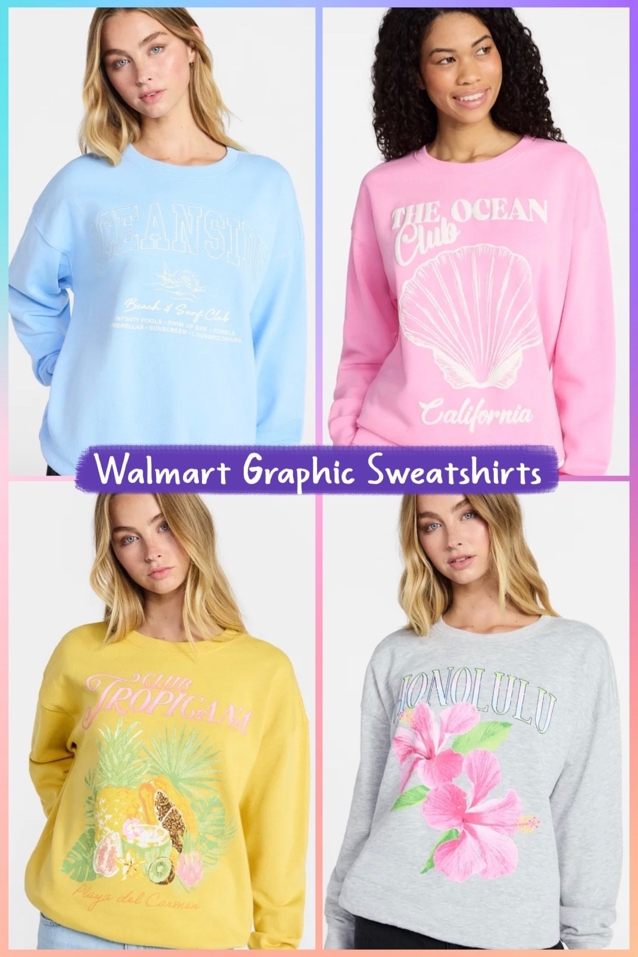 Walmart has the cutest tropical inspired graphic sweatshirts available for only $14.98 right now! The first time I came across these in store, they caught my eye right away since the graphics are so fun - and the sweatshirts themselves are incredibly soft! ☀️ Walmart has really stepped up their clothing game over the past years, and this is another win!

#LTKActive #LTKSeasonal #LTKootd