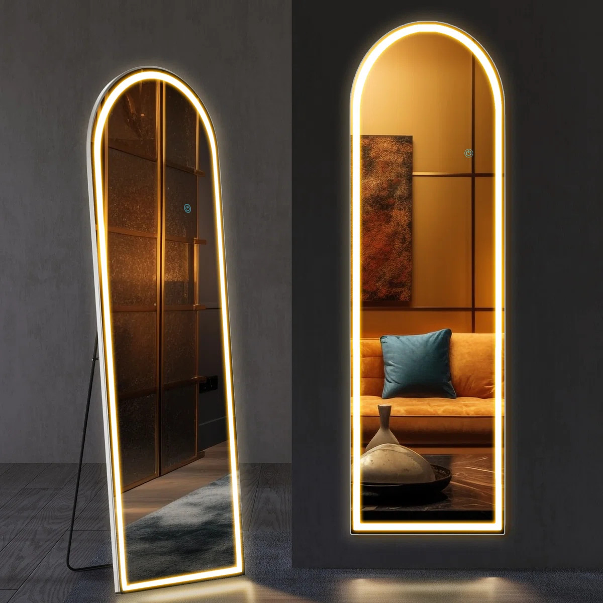 Led Full Body Mirror Arched Wall Mounted Free Standing Leaning | Wayfair North America