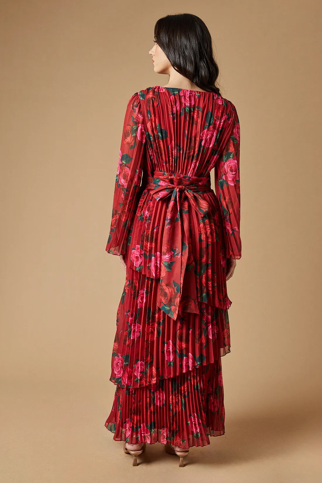 Dresses | Rose printed Pleated Asymmetric Tiered Maxi Dress | Oasis | Debenhams UK