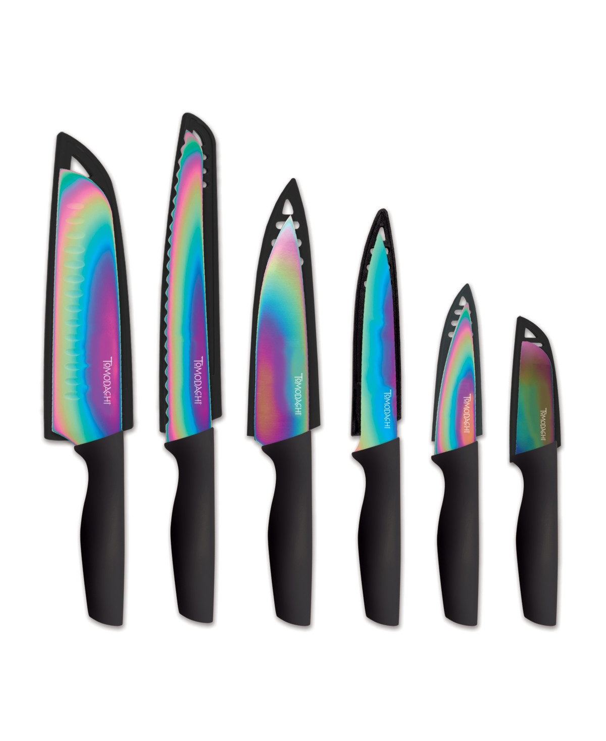 Tomodachi Rainbow Black 12-Pc. Knife Set with Matching Blade Guards, Titanium - Multi | Macy's