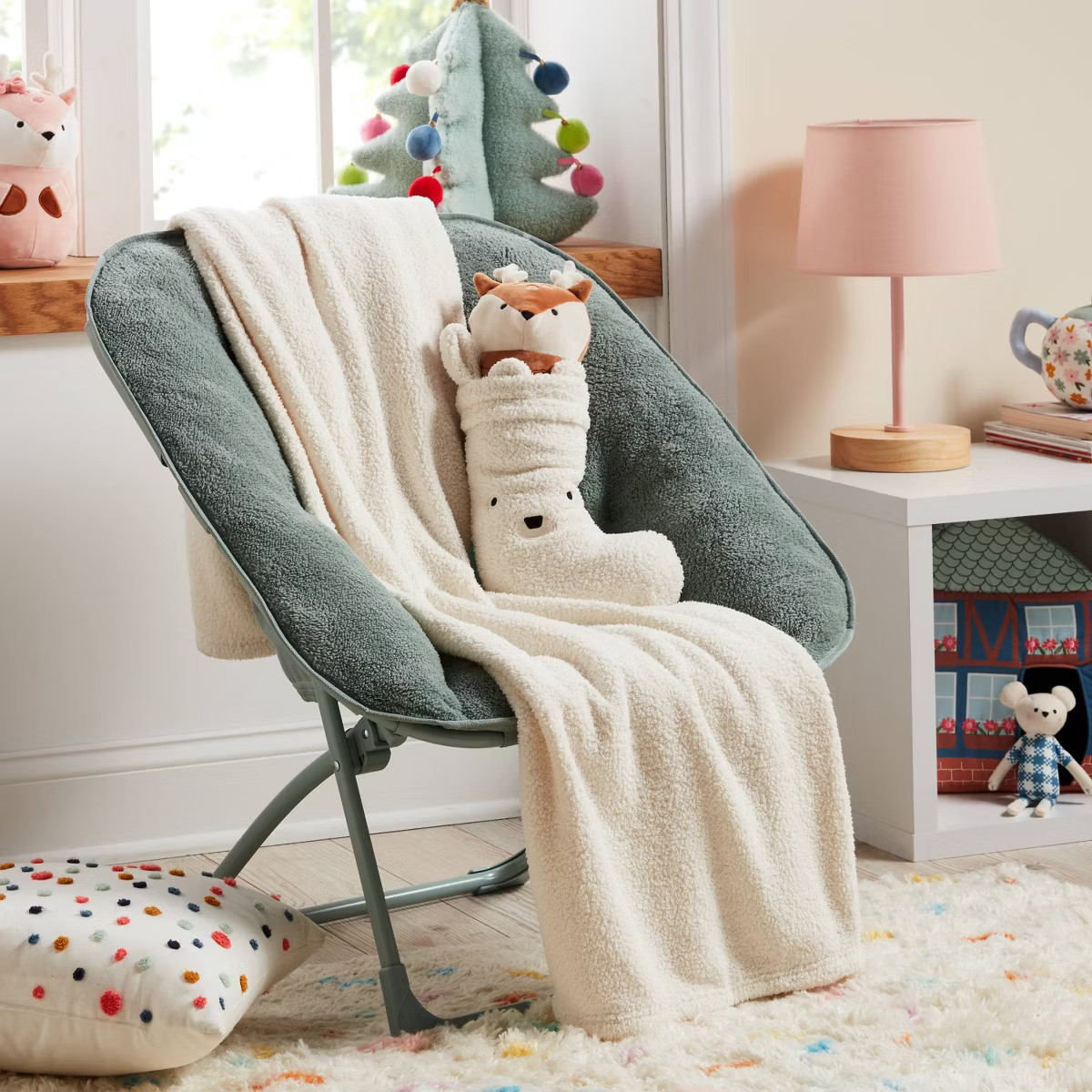 Polar Bear Stocking and Cream Kids' Throw Blanket Gift Set - Pillowfort™ | Target