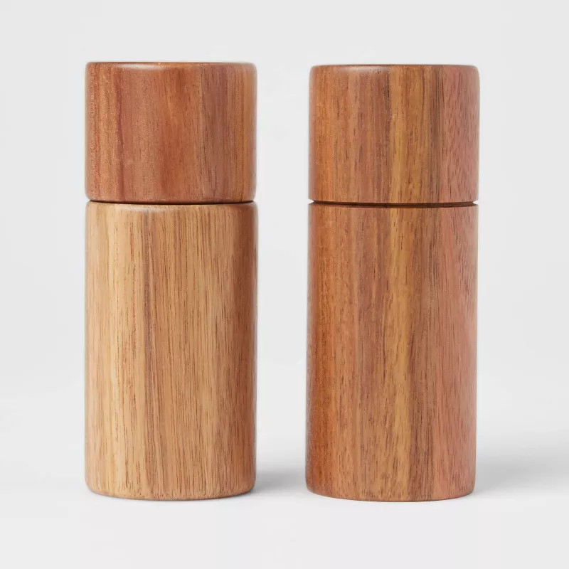 2pc Acacia Round Salt Shaker and Pepper Grinder Set - Threshold™ | Target