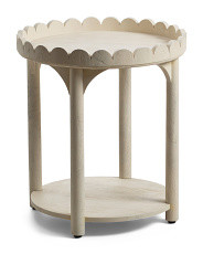 22x20 Solid Wood Round Scalloped Table With Shelf | Marshalls