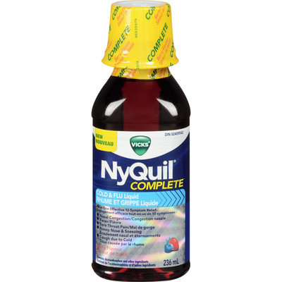 NyQuil COMPLETE Cold, Flu, and Congestion Medicine, 236 mL, Berry Flavour | Shoppers Drug Mart - Beauty
