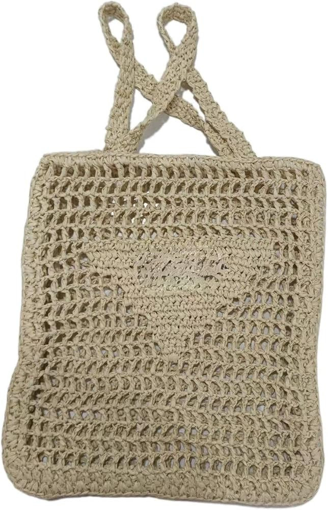 NA Handmade Straw Bag,Travel Beach Fishing Mesh Bag, Straw Woven Bag Female Pastoral Style Weaving H | Amazon (US)