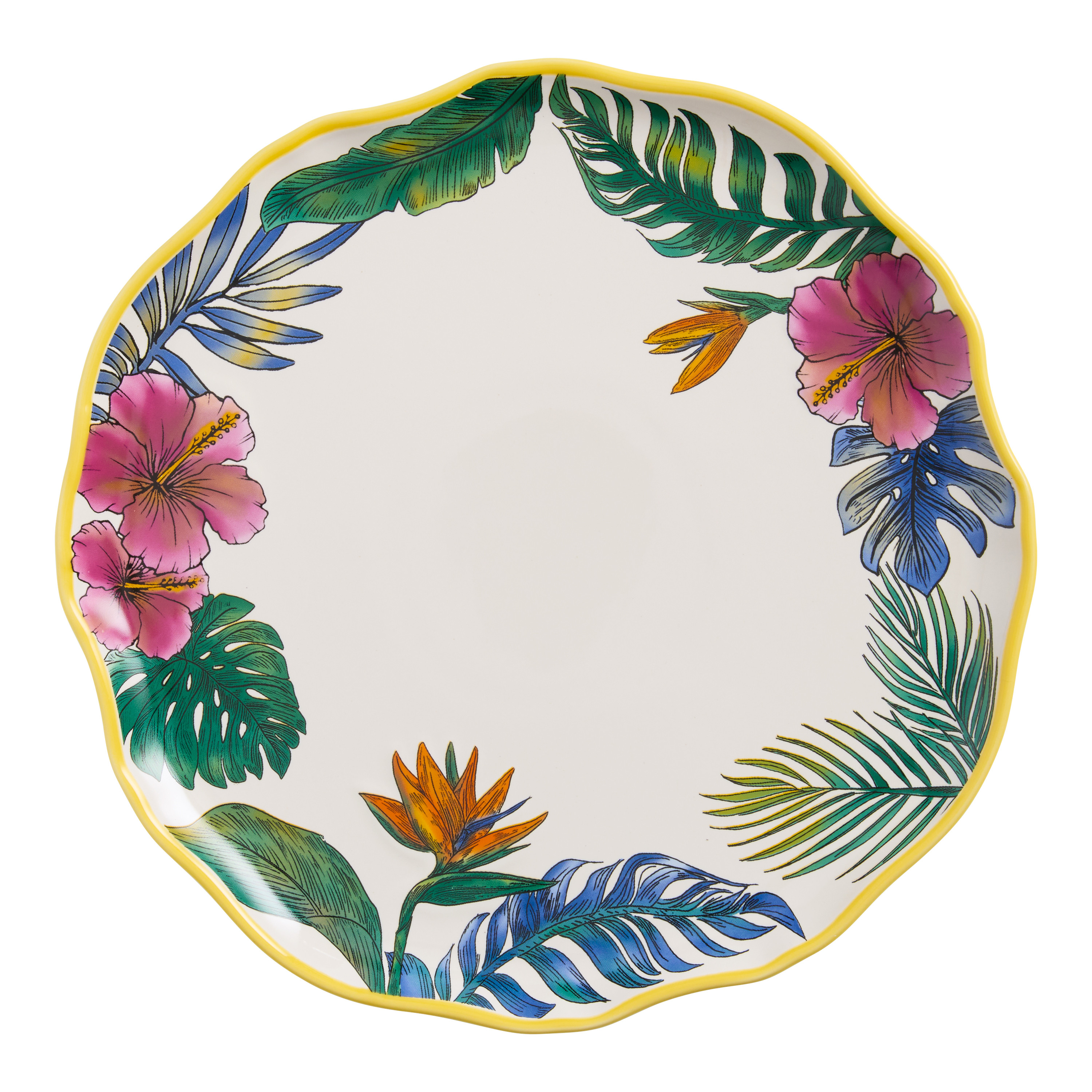 Tropical Cabana Foliage Scalloped Dinner Plate | World Market