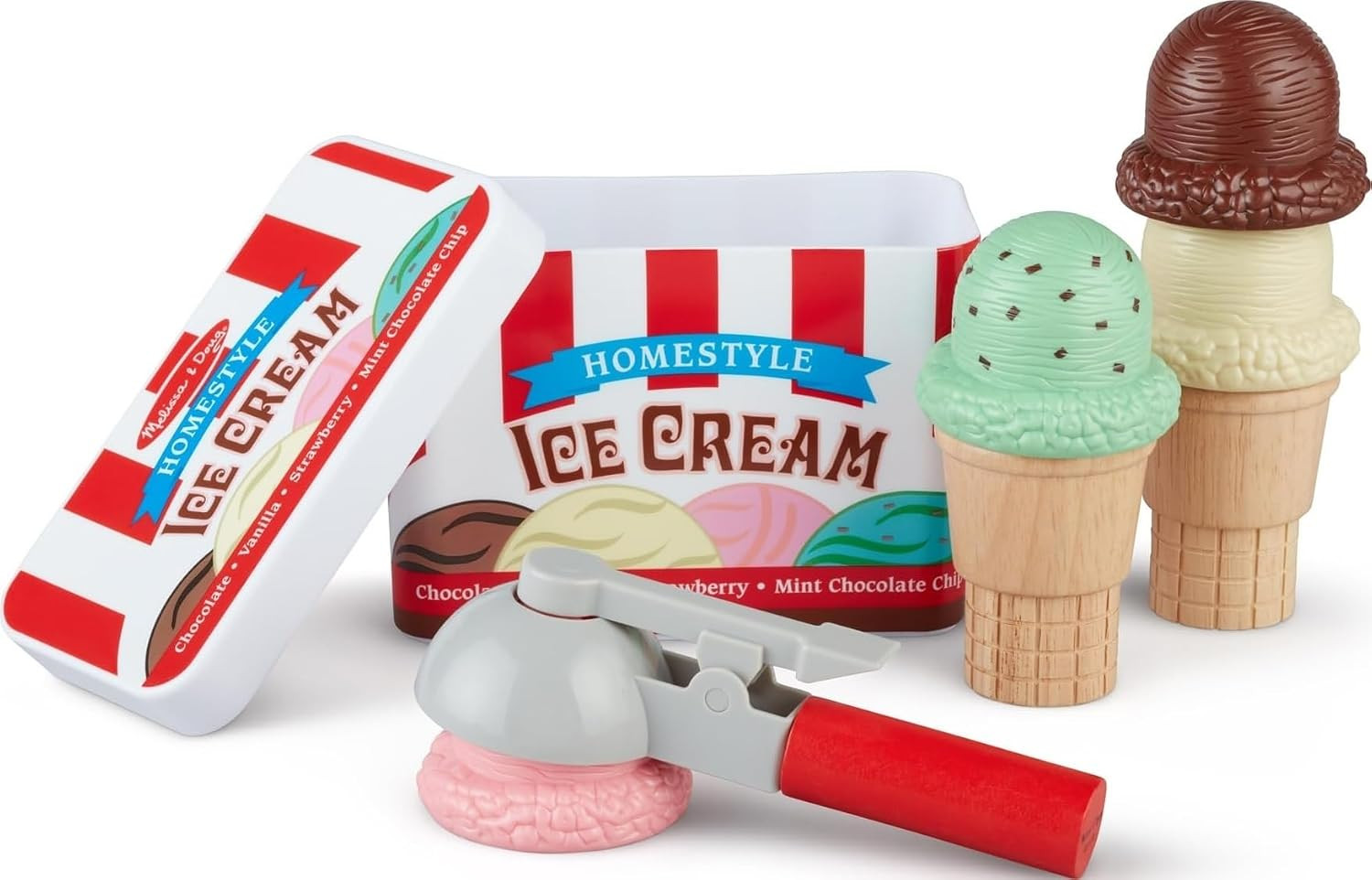 Melissa & Doug Scoop and Stack Ice Cream Playset, Magnetic Wooden Toys & Pretend Play Kitchen Accessories, Preschool Learning Toys for Girls & Boys 3+ - FSC Certified | Amazon (US)