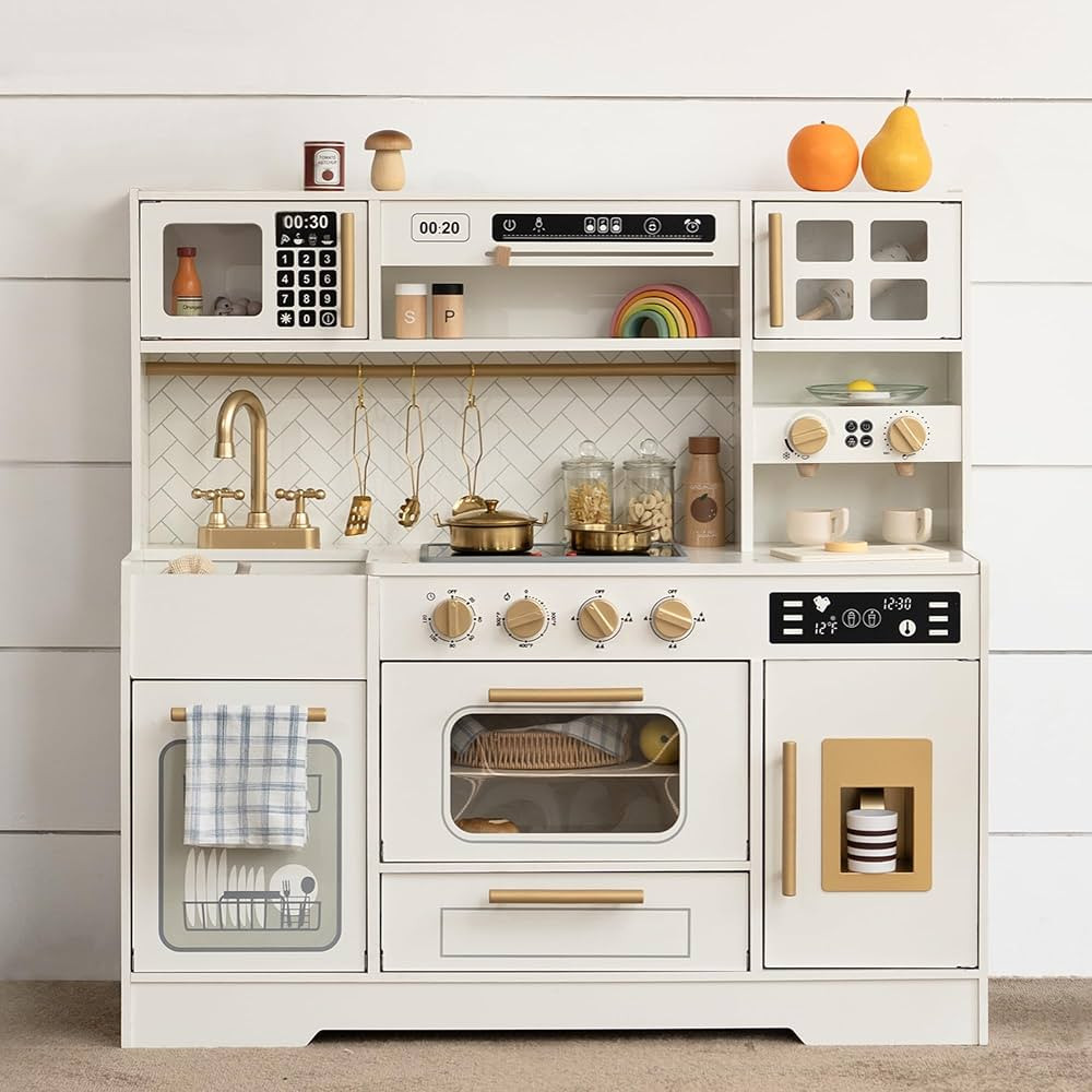 Wooden Play Kitchen for Kids– Realistic Appliances, Smart Storage & 15 Fun Accessories for Insp... | Amazon (US)
