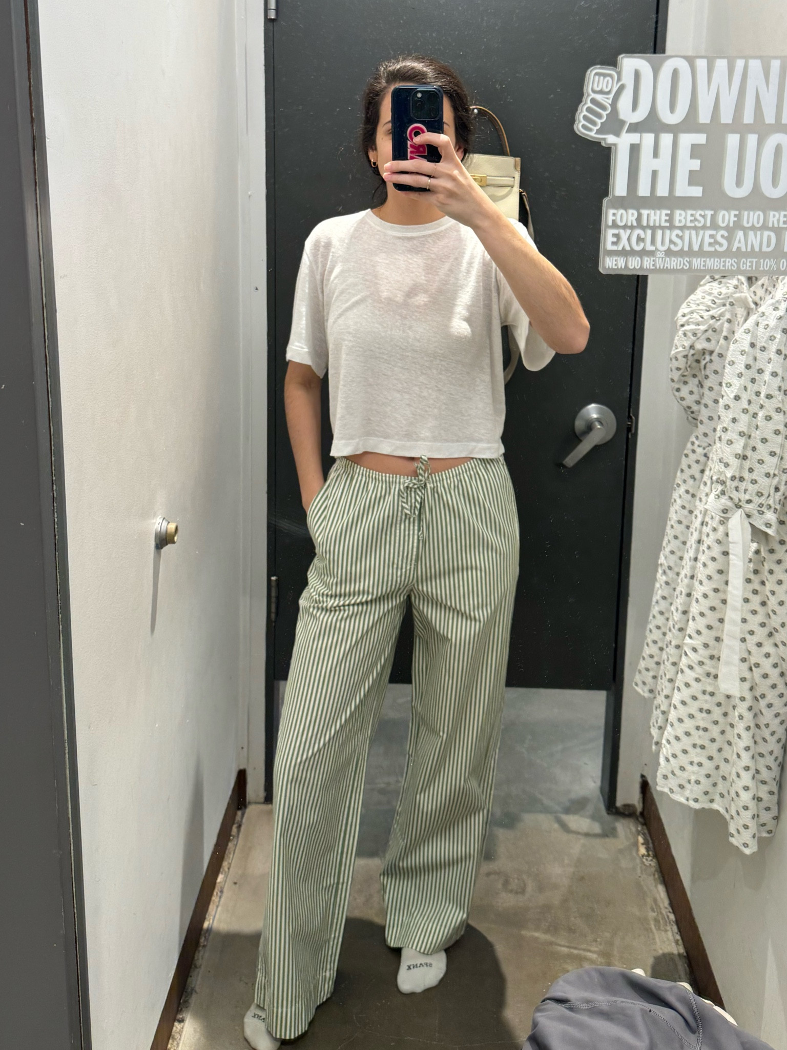 Obsessed with these stripe poplin pants for spring and summer! Size up for a looser fit. I’m wearing a small 

#LTKfindsunder50 #LTKstyletip #LTKSeasonal