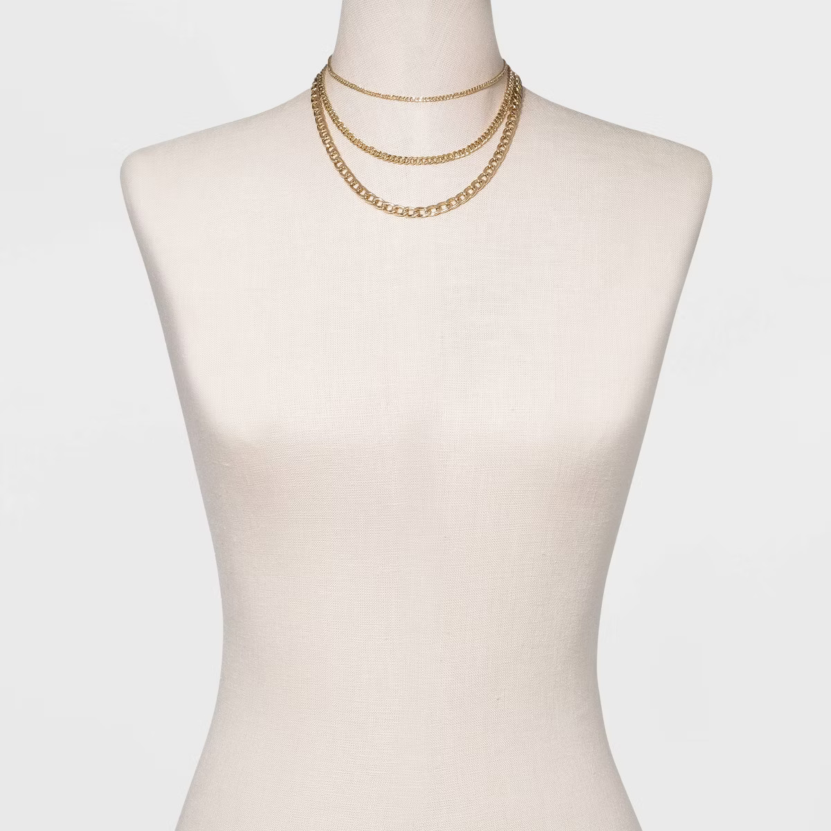 16" Layered Curb Chain Necklace - A New Day™ Gold: Nickel-Free Metal, Lobster Claw Clasp, 15" L... | Target