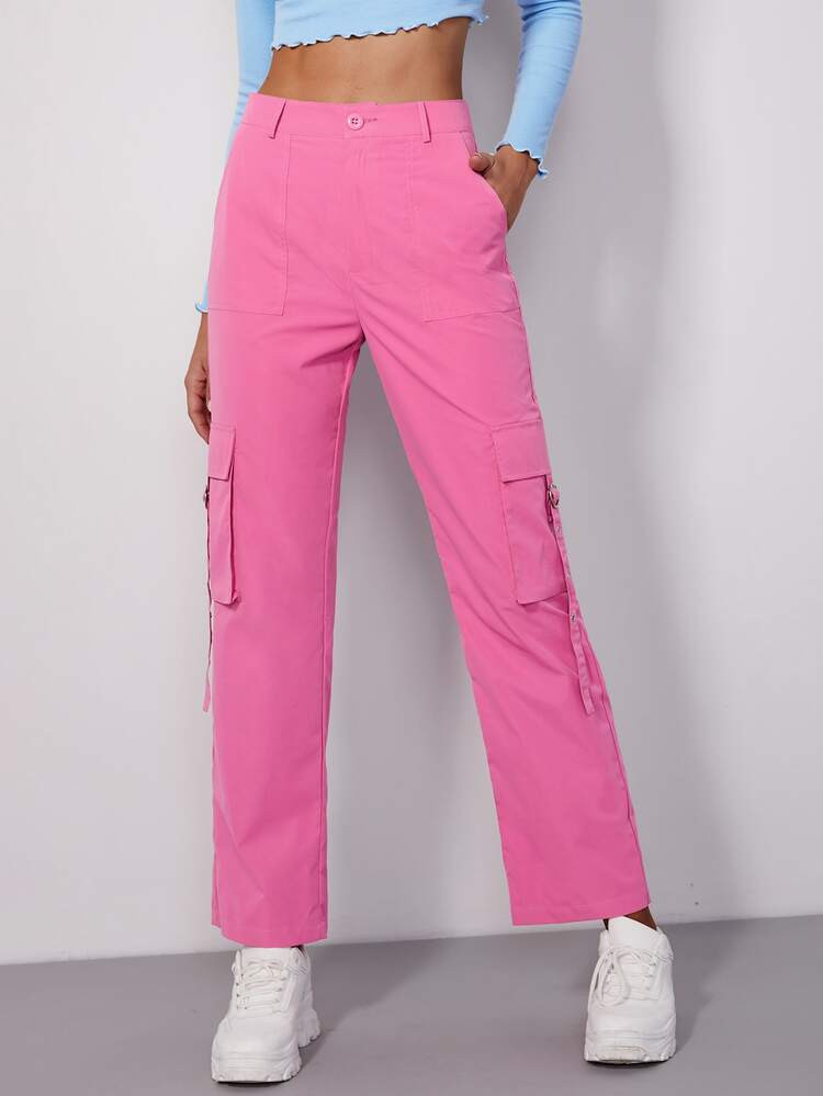 SHEIN High Waist Pocket Side Pants | SHEIN