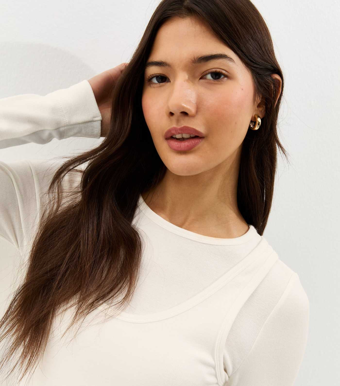 Off White Layered Long Sleeve Top | New Look | New Look (UK)