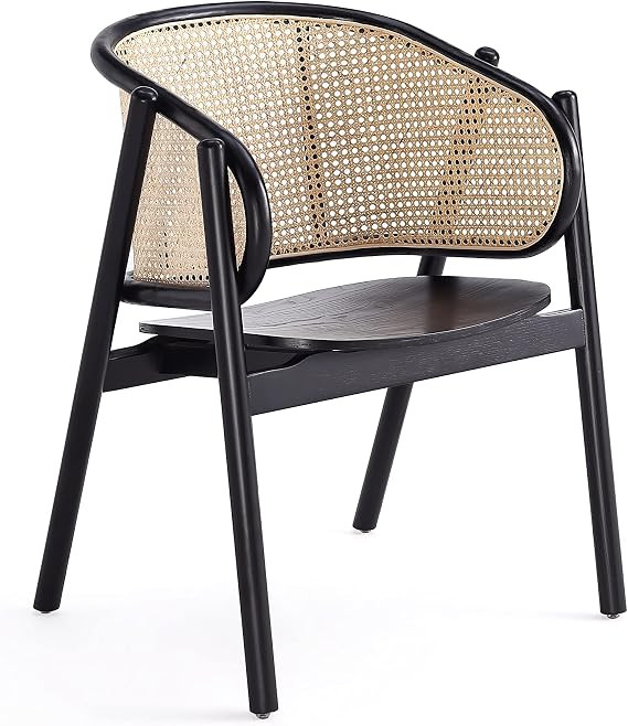 Manhattan Comfort Versailles Rattan Cane Accent Chairs Set of 1 - Solid Ash Wood Frame, Ergonomic... | Amazon (US)