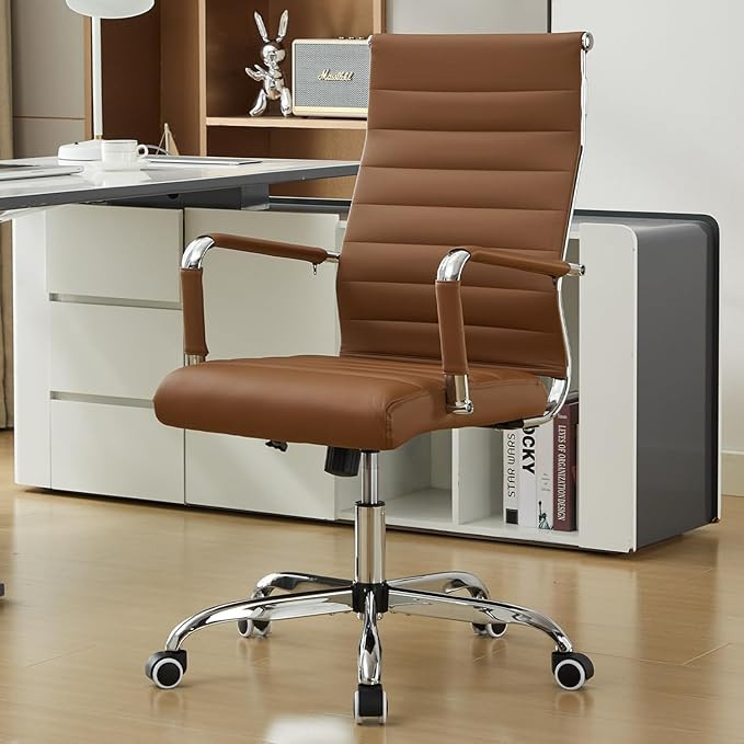 Office Desk Chair Leather, Conference Room Chairs with Wheels, Modern Executive Computer Guest Ch... | Amazon (US)