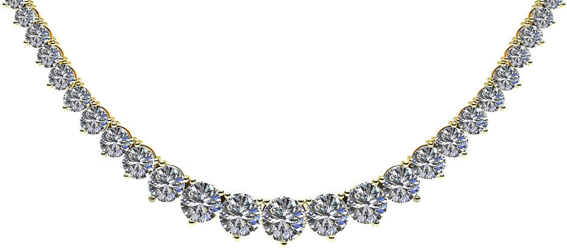 Central Diamond Center Sterling Silver & Graduated CZ 3/prong Tennis Necklace, 18", White, Yellow... | Amazon (US)