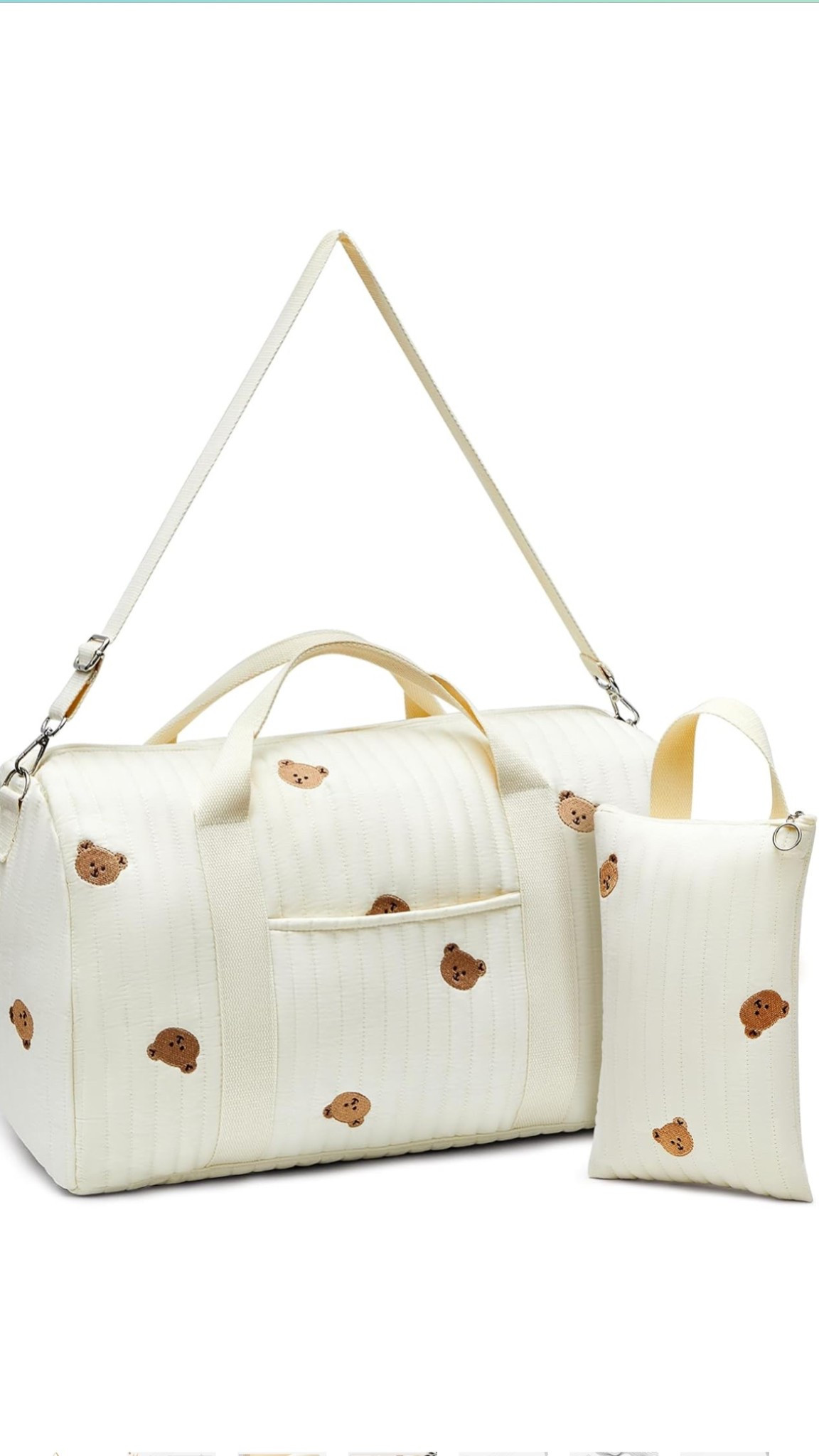We have been loving all of the cute bear things for Tate and this duffle bag is no exception! 🤎🧸

It was perfect to bring his clothes and blankets to the hospital. Lightweight, adorable, plenty of storage, several additional bag options and most importantly, matches my neutral always way of life 

#LTKFamily #LTKBaby #LTKFindsUnder50