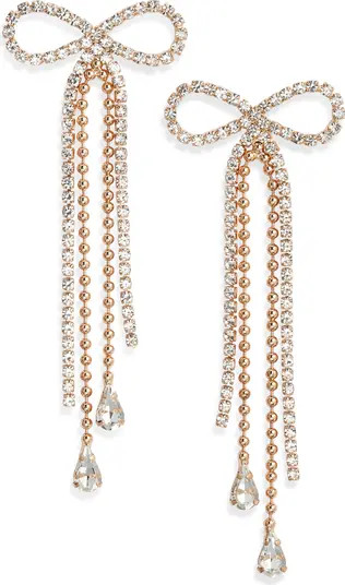Open Edit Stone Crystal Bow Drop Earrings | Nordstrom | Nordstrom