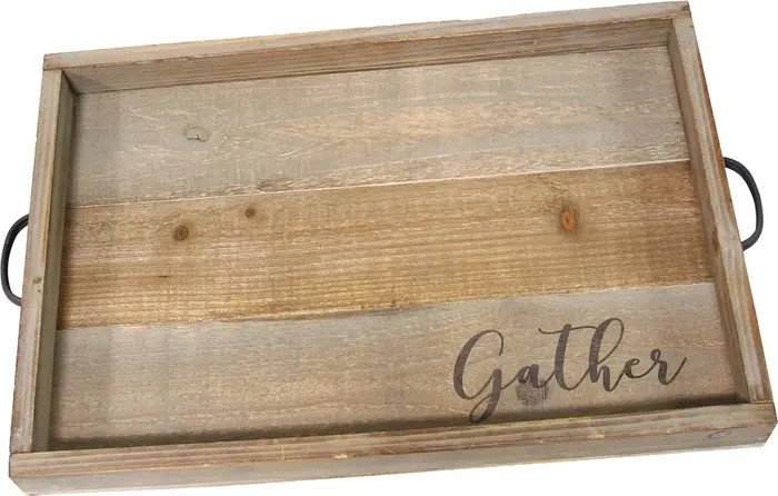 Natural Wood/Black "Gather" Wood Tray | Nordstrom Rack