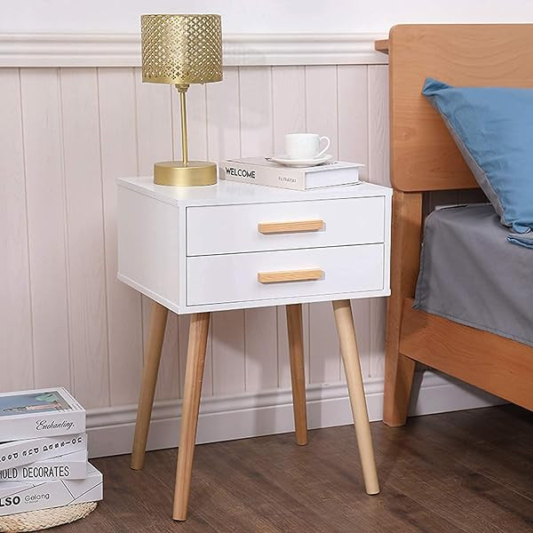 JAXPETY Set of 2 Nightstand Side Besise End Table w/2 Drawers Storage Cabinet, Home Furniture for Li | Amazon (US)