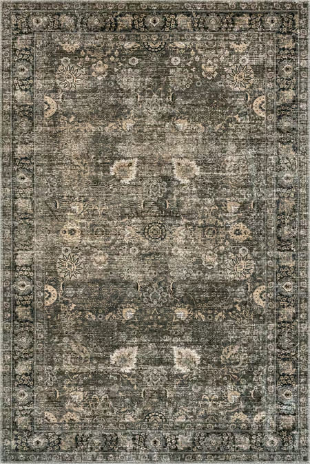 Dark Gray Bayberry Vintage Washable 3' x 5' Area Rug | Rugs USA