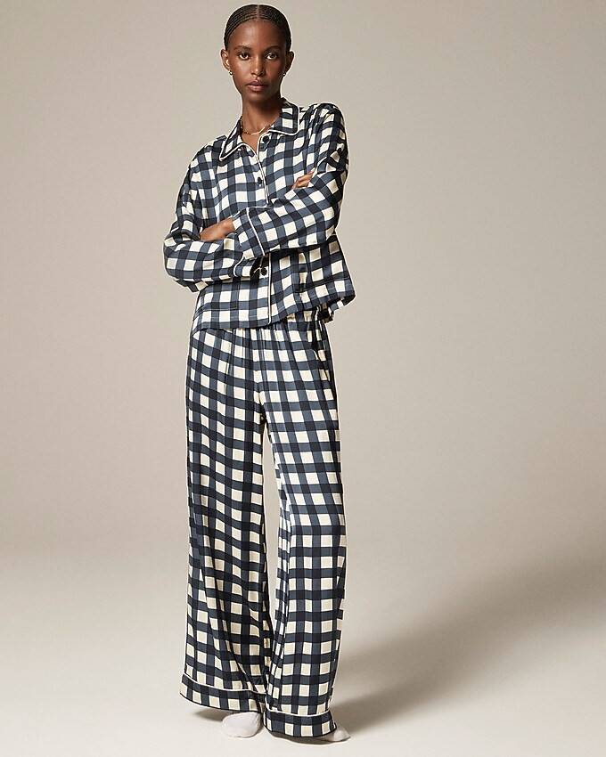 Soft shine pajama pant set in gingham | J. Crew US