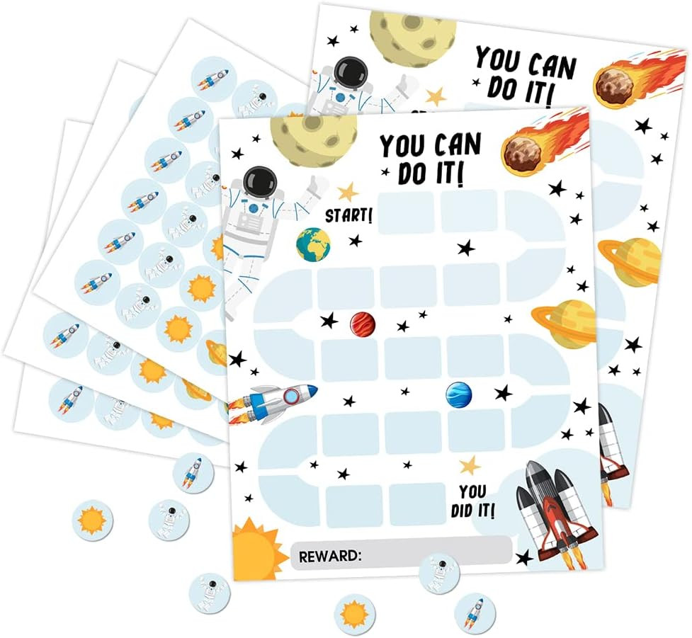 Outer Space Reward Chart with Matching Round Themed Sticker, Task Reward Behavior Chart, Incentiv... | Amazon (US)