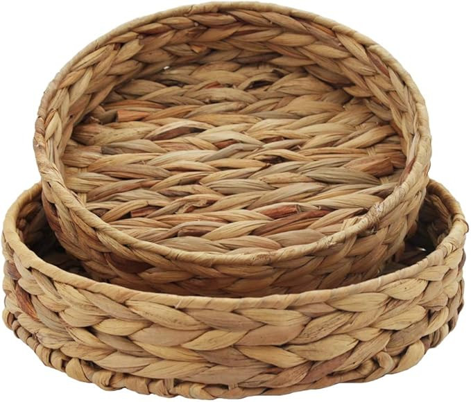 HD Fruit Tray Weaving by Grass, Round Bins for Vegetable, Arts and Crafts. (Set of 2) | Amazon (US)