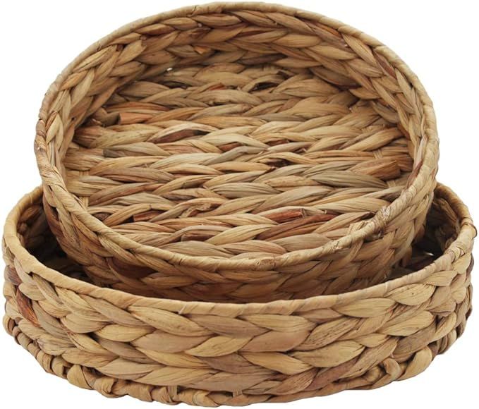 HD Fruit Tray Weaving by Grass, Round Bins for Vegetable, Arts and Crafts. (Set of 2) | Amazon (US)