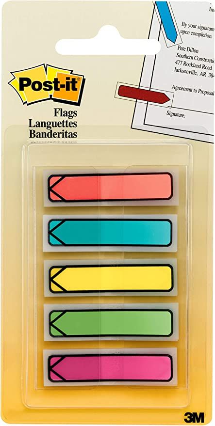 Post-it Arrow Flags, Assorted Bright Colors, .47 in. Wide, 100/On-the-Go Dispenser, 1 Dispenser/P... | Amazon (US)