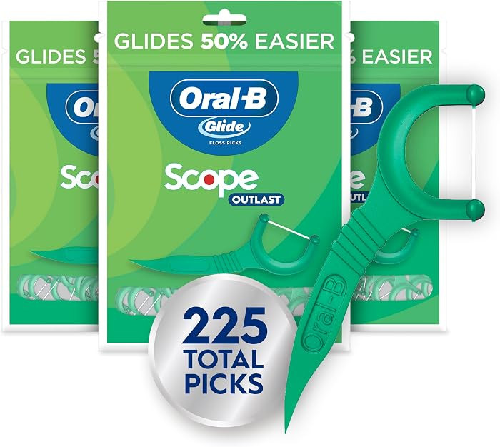 Oral-B Glide Mint Dental Floss Picks with Long Lasting Scope Flavor, 3 Pack of 75 Picks (225 Tota... | Amazon (US)