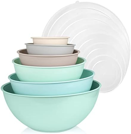 Cook with Color Mixing Bowls with Lids - 12 Piece Plastic Nesting Bowls Set includes 6 Prep Bowls... | Amazon (US)