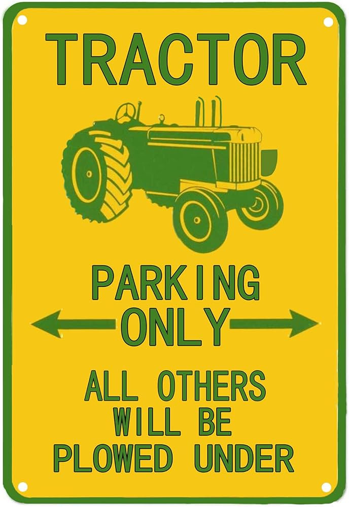 ELLASSAY Flytime Tractor Tin Sign Parking Only All Others Will Be Plowed Under Outdoor Garden Met... | Amazon (US)
