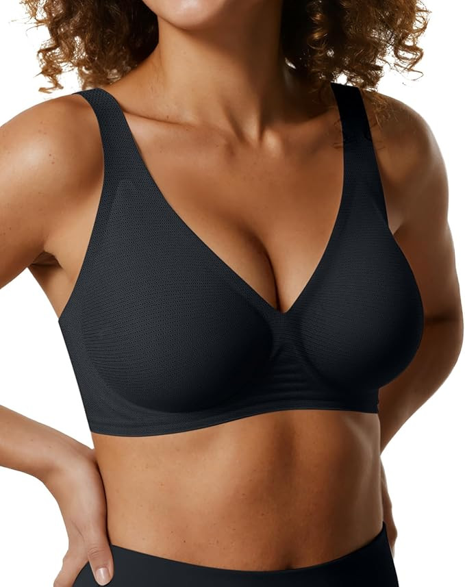 Womens Deep V Bras Wireless Comfortable Bra Supportive No Underwire Bras Tshirt Push Up Bralettes... | Amazon (US)