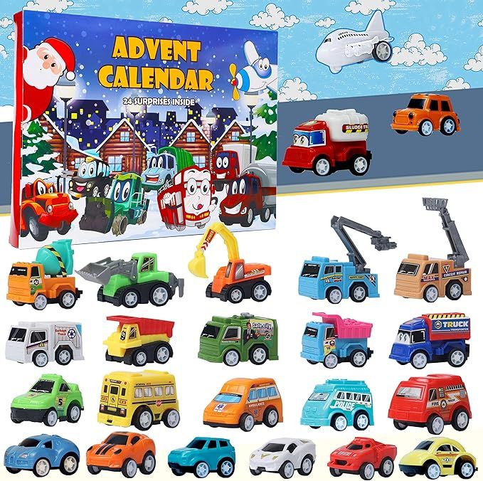 ATDAWN Christmas Advent Calendar with 24 Different Vehicles, Car Advent Calendar for Kids, Car St... | Amazon (US)