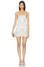 MAJORELLE Zaly Embellished Dress in White & Blue from Revolve.com | Revolve Clothing (Global)