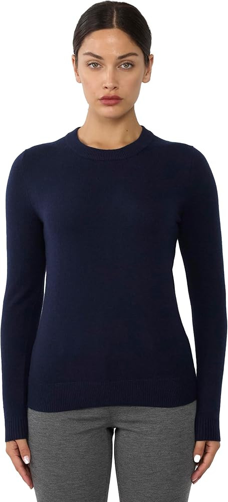 JENNIE LIU Women's 100% Pure Cashmere Crew Neck Sweater, Tight Knit Cozy Soft Hand Washable Long ... | Amazon (US)