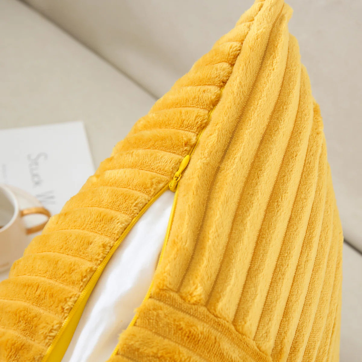 Square Striped Corduroy Soft Flannel Patchwork Pillow Cover (Set of 2) | Wayfair North America