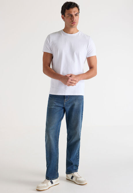 Mens Mid Blue Loose Fit Jeans | Peacocks