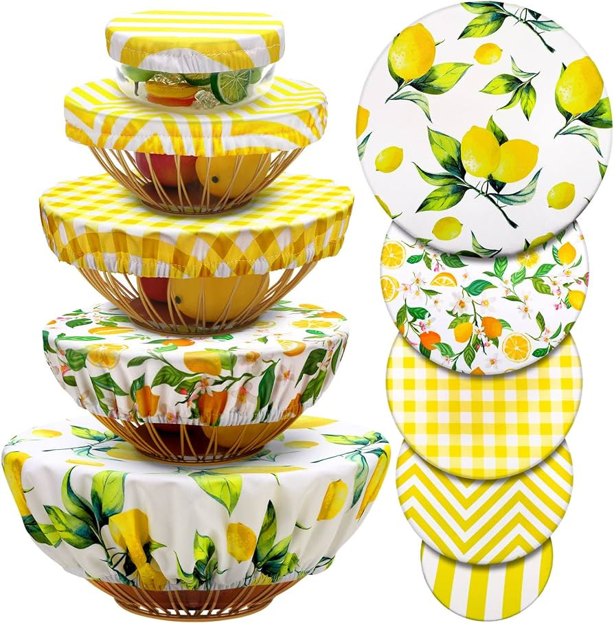 10 Pack Cloth Bowl Covers for Bread Rising - 5 Size Stretch Elastic Food Storage Container Lids -... | Amazon (US)