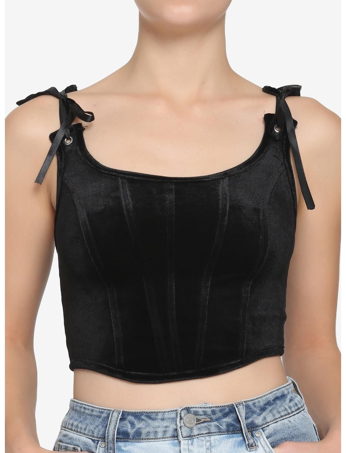 Black Velvet Lace-Up Girls Corset Top | Hot Topic | Hot Topic