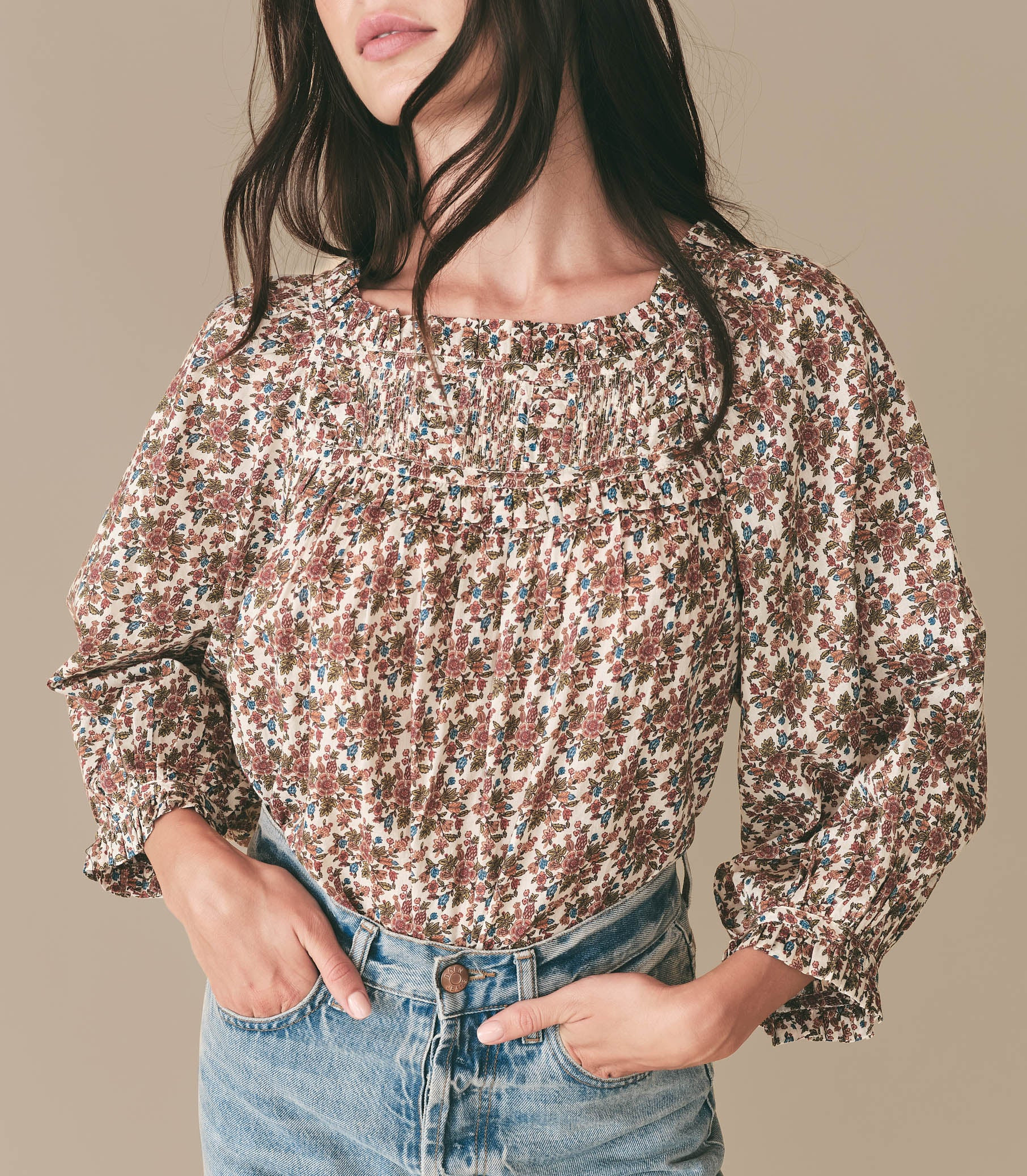 Agotha Top - Creme Forest Floral | DÔEN | DOEN