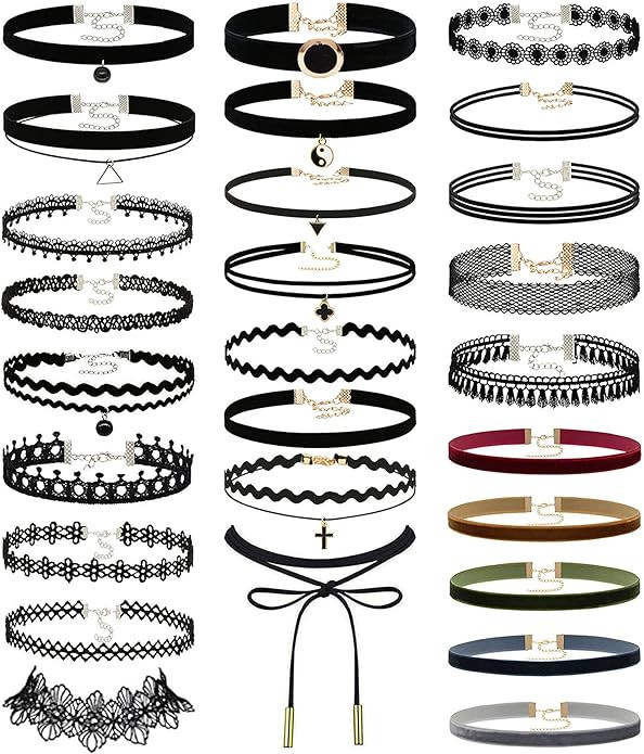 Prohouse Black Womens Chokers Gothic Collar Lace Velvet Chocker Pendant Necklaces Set for Teen Wo... | Amazon (US)