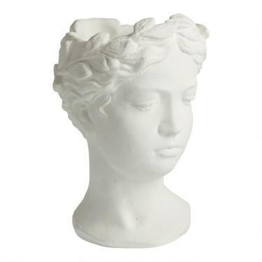 White Cement Figural Female Bust Vase | World Market