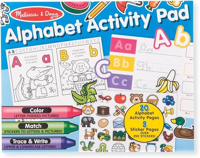 Melissa & Doug Alphabet Activity Sticker Pad for Coloring, Letters (250+ Stickers) - Kids Activit... | Amazon (US)